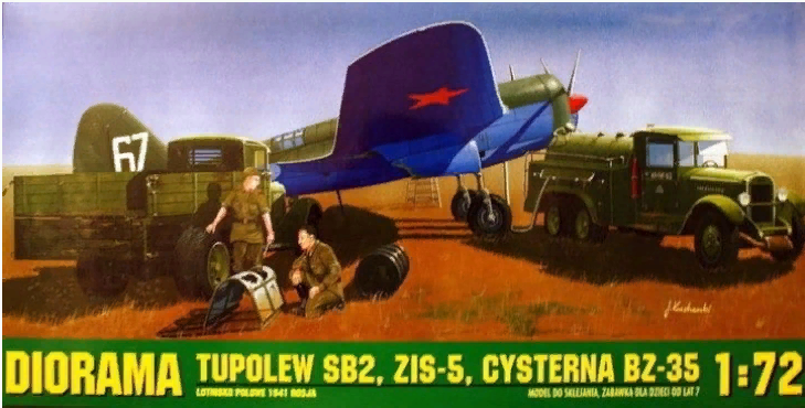 Tupolev SB2 diorama with ZiS truck and BZ35 Fuel truck 